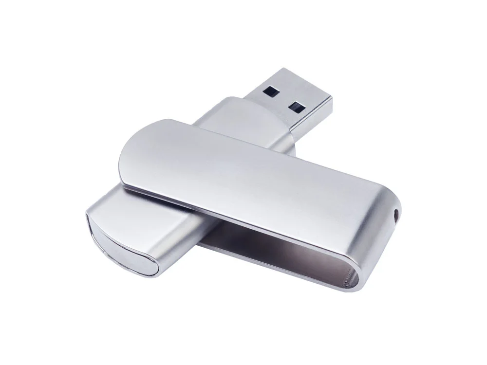 USB 2.0- флешка на 32 Гб матовая поворотная серебристый/матовый 32Gb - фото 1