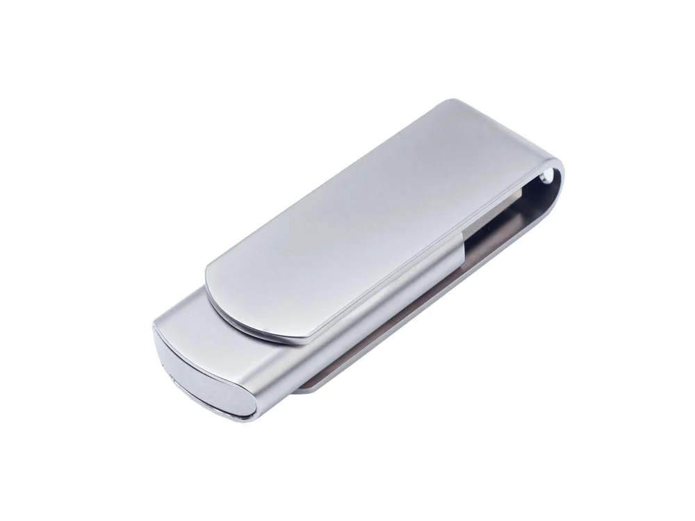 USB 2.0- флешка на 512 Мб матовая поворотная серебристый/матовый 512Mb - фото 2