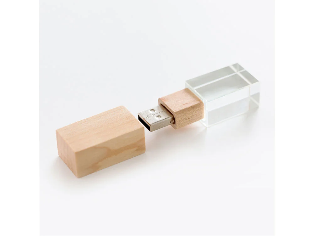 USB 2.0- флешка на 32 Гб кристалл дерево натуральный/прозрачный 32Gb - фото 2
