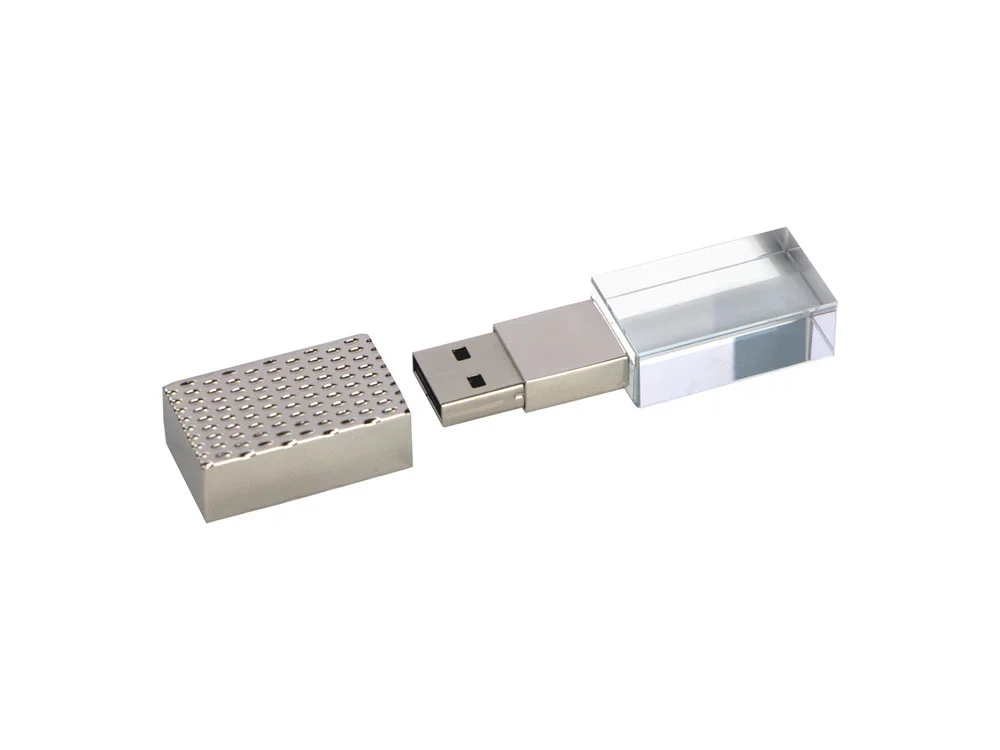 USB 2.0- флешка на 16 Гб кристалл в металле серебристый 16Gb - фото 2
