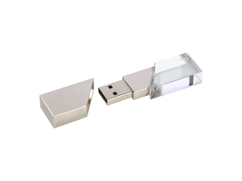 USB 2.0- флешка на 16 Гб кристалл в металле серебристый 16Gb - фото 2