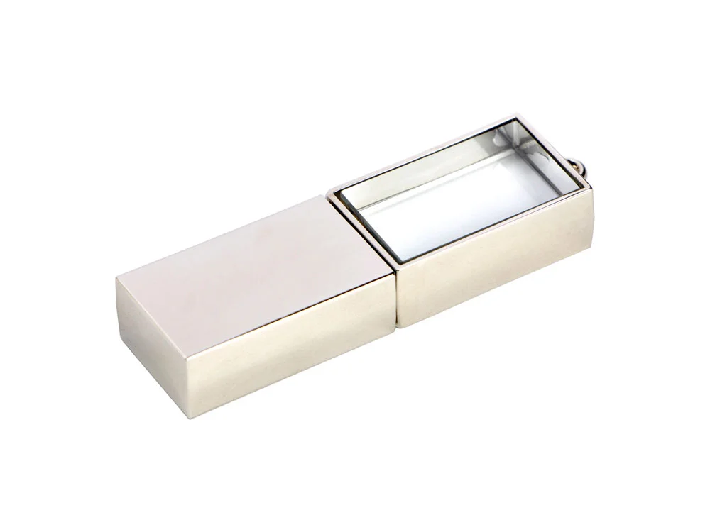 USB 2.0- флешка на 32 Гб кристалл в металле серебристый 32Gb - фото 1
