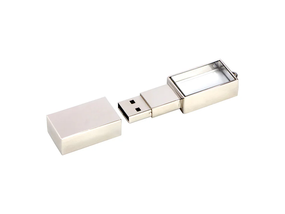 USB 2.0- флешка на 8 Гб кристалл в металле серебристый 8Gb - фото 2