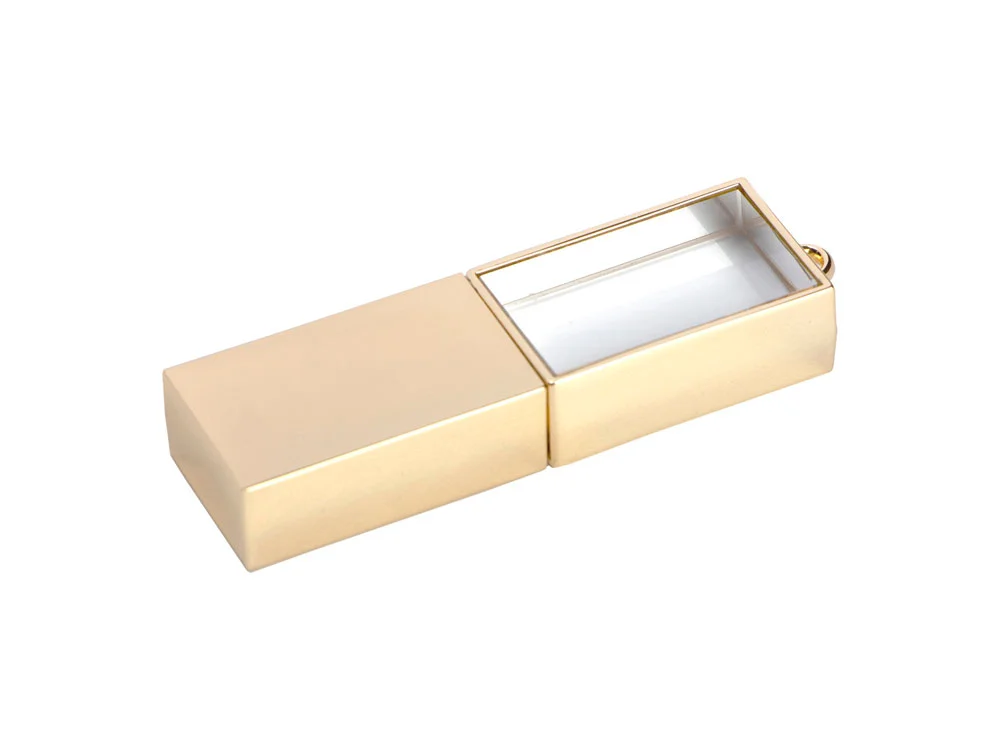 USB 2.0- флешка на 2 Гб кристалл в металле золотистый 2Gb - фото 1