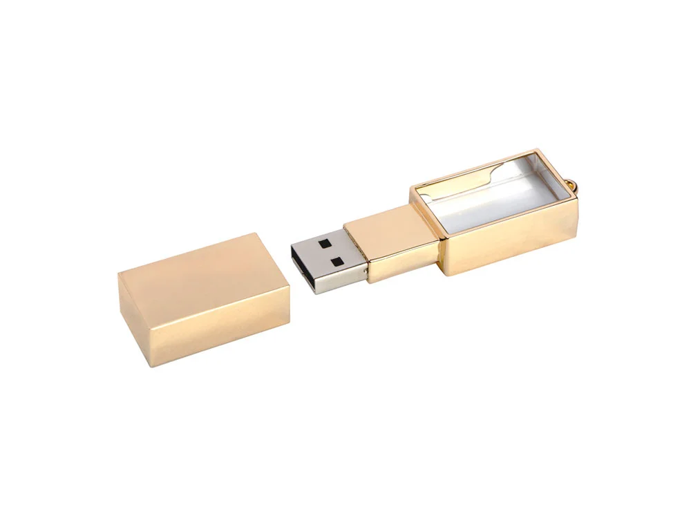 USB 2.0- флешка на 2 Гб кристалл в металле золотистый 2Gb - фото 2
