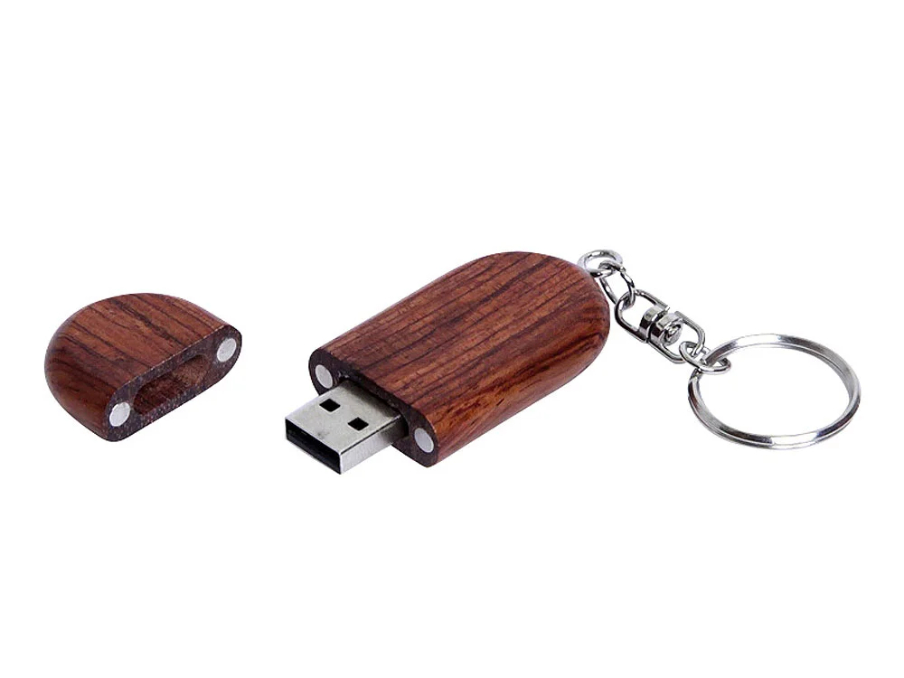 USB 3.0- флешка на 32 Гб овальной формы и колпачком с магнитом коричневый 32Gb - фото 2