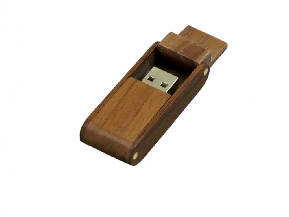 USB 2.0- флешка на 16 Гб прямоугольной формы с раскладным корпусом коричневый 16Gb - фото 2