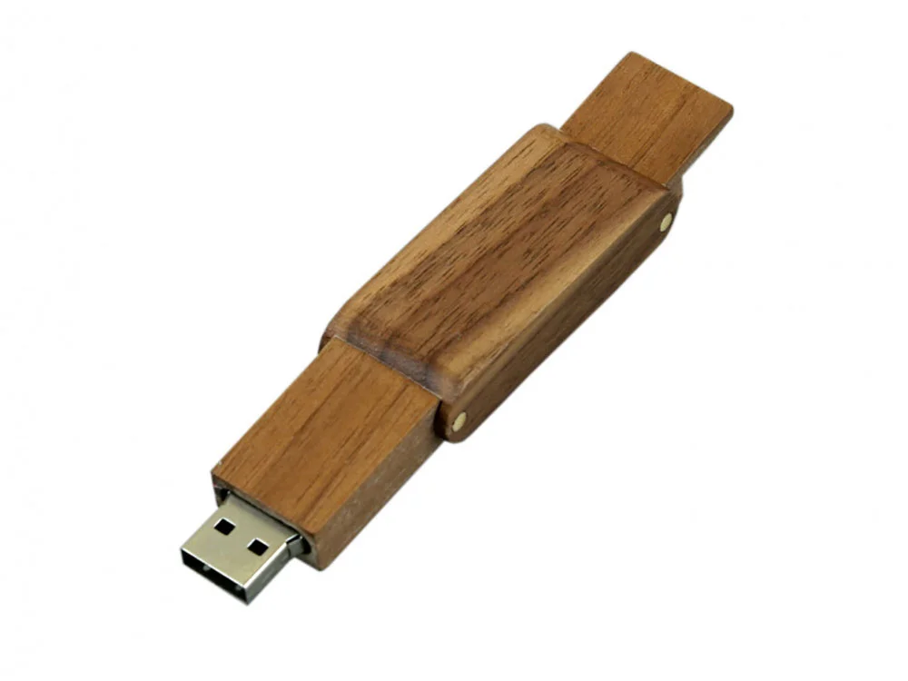 USB 2.0- флешка на 16 Гб прямоугольной формы с раскладным корпусом коричневый 16Gb - фото 3