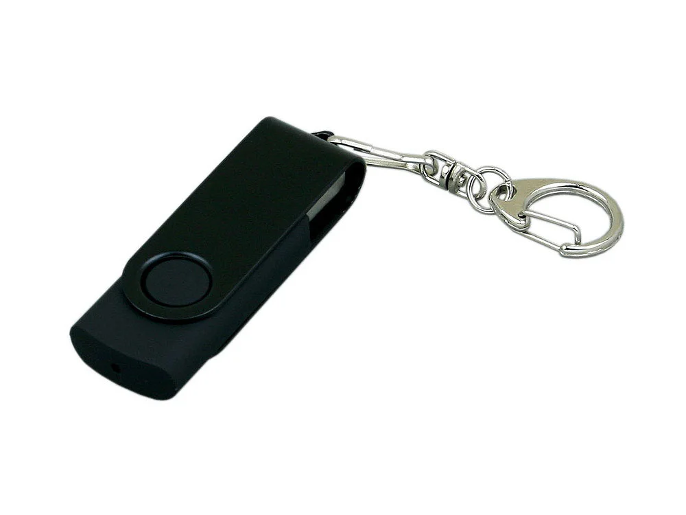 USB 3.0- флешка промо на 128 Гб с поворотным механизмом и однотонным металлическим клипом черный 128Gb - фото 1