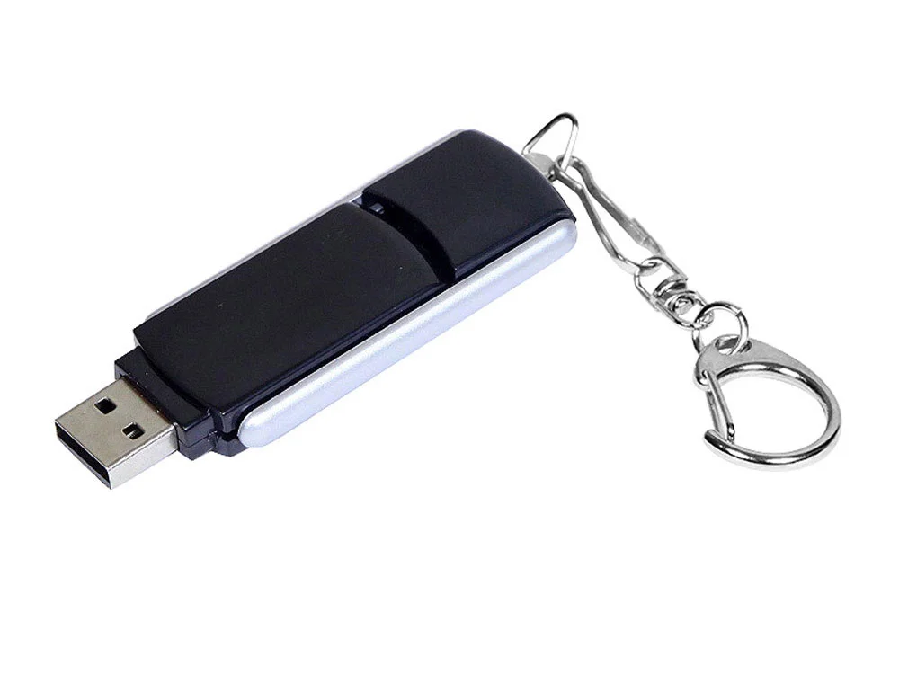 USB 3.0- флешка промо на 64 Гб с прямоугольной формы с выдвижным механизмом черный/серебристый 64Gb - фото 2