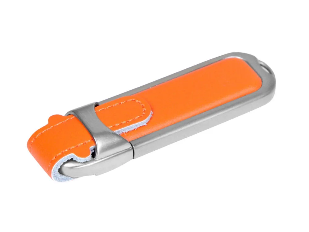 USB 3.0- флешка на 128 Гб с массивным классическим корпусом оранжевый/серебристый 128Gb - фото 1