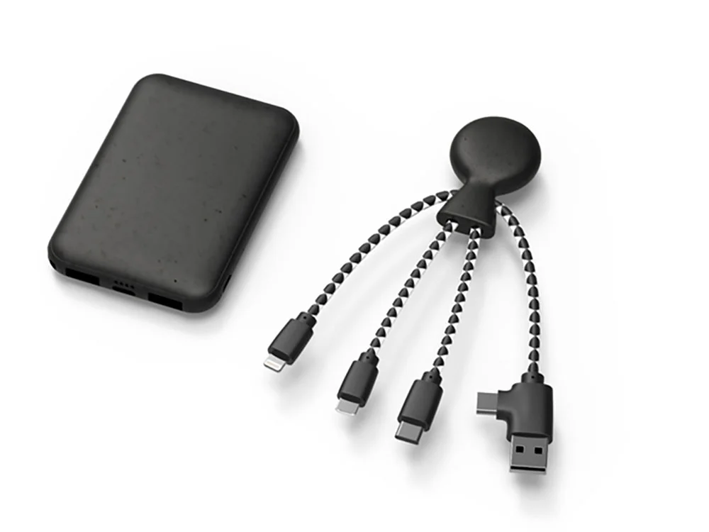 Внешний аккумулятор «BioPack» c кабелем «Mr. Bio», 5000 mAh, черный - фото 2