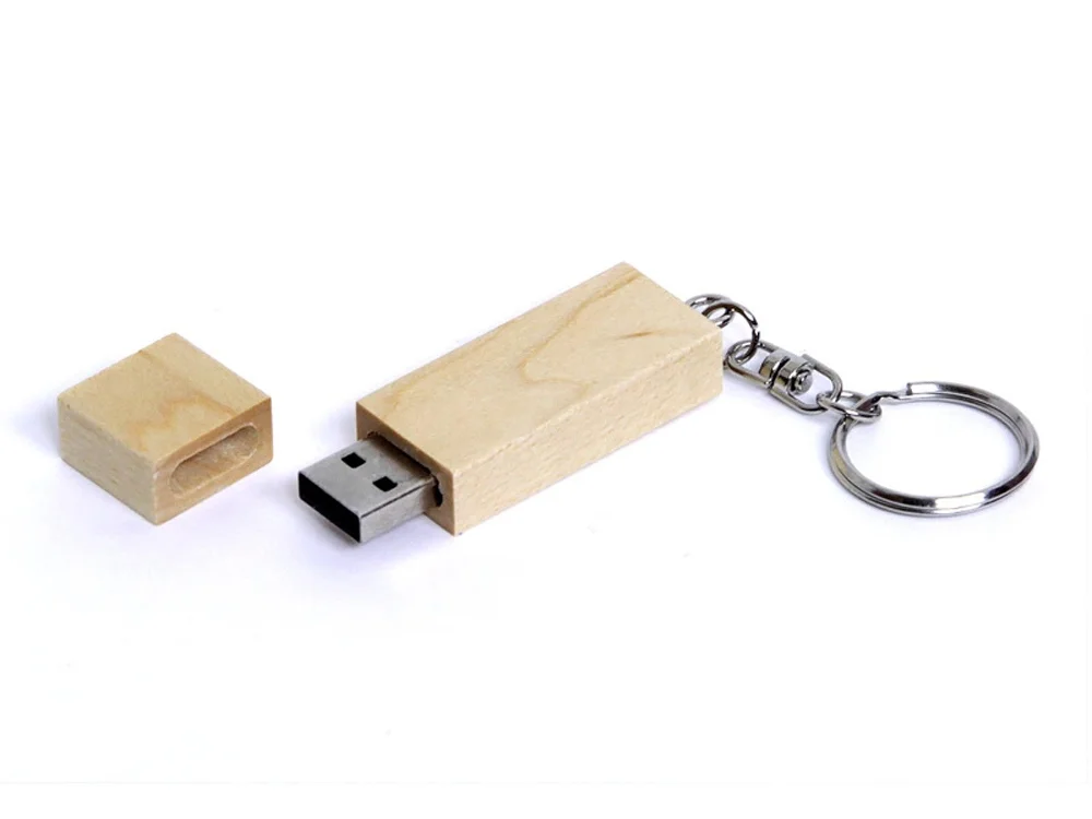 USB 2.0- флешка на 16 Гб прямоугольная форма, колпачок с магнитом, натуральный, 16Gb
