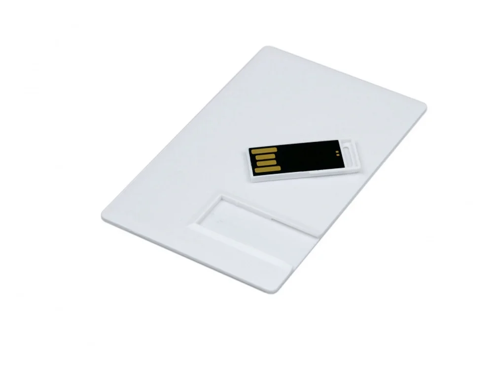 USB 2.0- флешка на 32 Гб в виде пластиковой карты с полностью выдвижным чипом белый 32Gb - фото 2