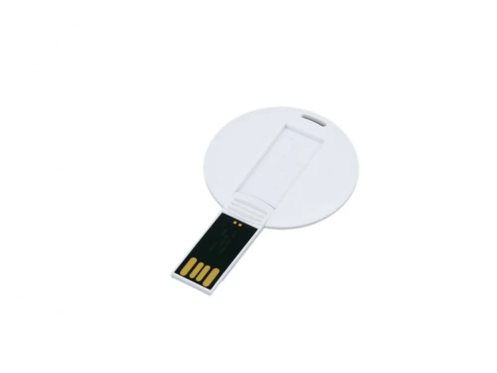USB 2.0- флешка на 64 Гб в виде пластиковой карточки круглой формы белый 64Gb - фото 2