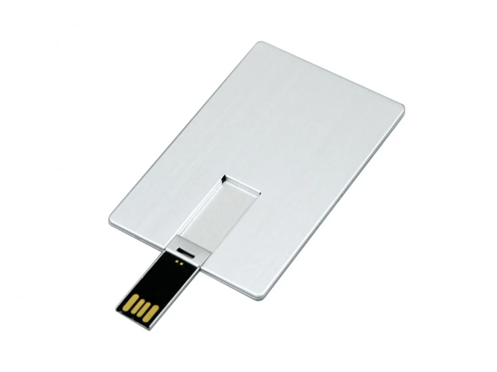 USB 2.0- флешка на 32 Гб в виде металлической карты с раскладным чипом серебристый 32Gb - фото 2
