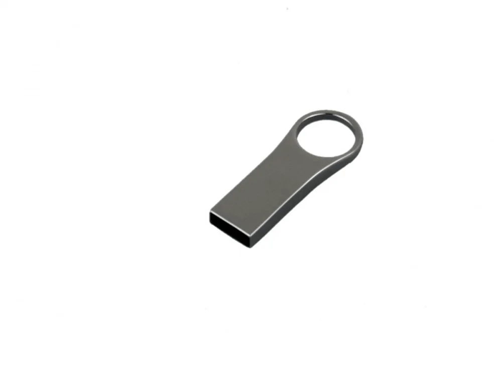 USB 2.0- флешка на 64 Гб с мини чипом компактный дизайн с большим круглым отверстием серебристый 64Gb - фото 1