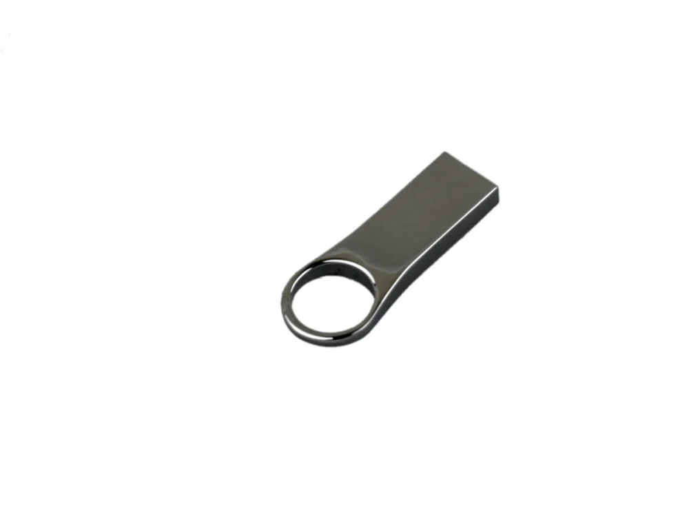 USB 2.0- флешка на 64 Гб с мини чипом компактный дизайн с большим круглым отверстием серебристый 64Gb - фото 2