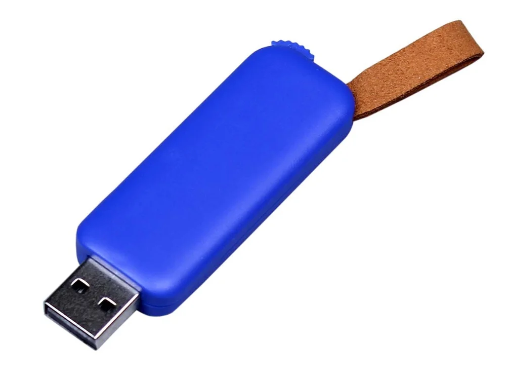 USB 3.0- флешка промо на 64 Гб прямоугольной формы выдвижной механизм синий 64Gb - фото 1