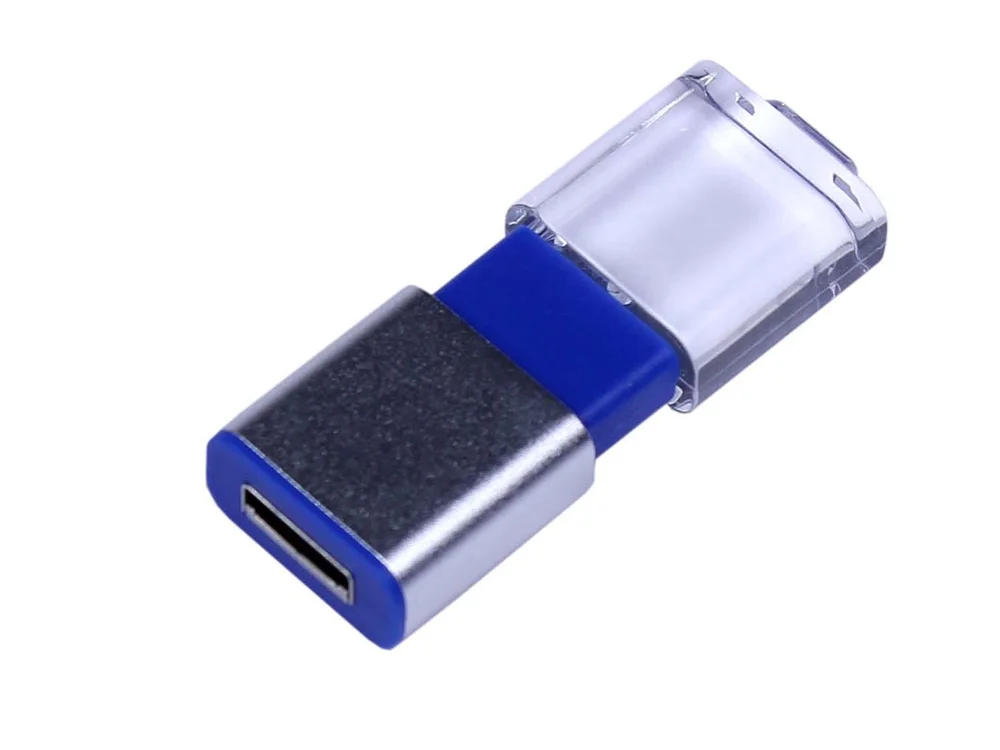 USB 2.0- флешка промо на 32 Гб прямоугольной формы выдвижной механизм синий 32Gb - фото 2