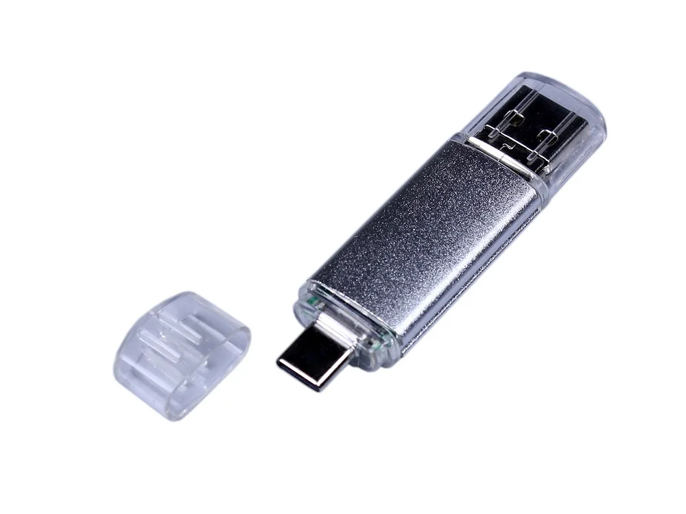 USB 2.0/micro USB/Type-C- флешка на 32 Гб серебристый 32Gb - фото 4