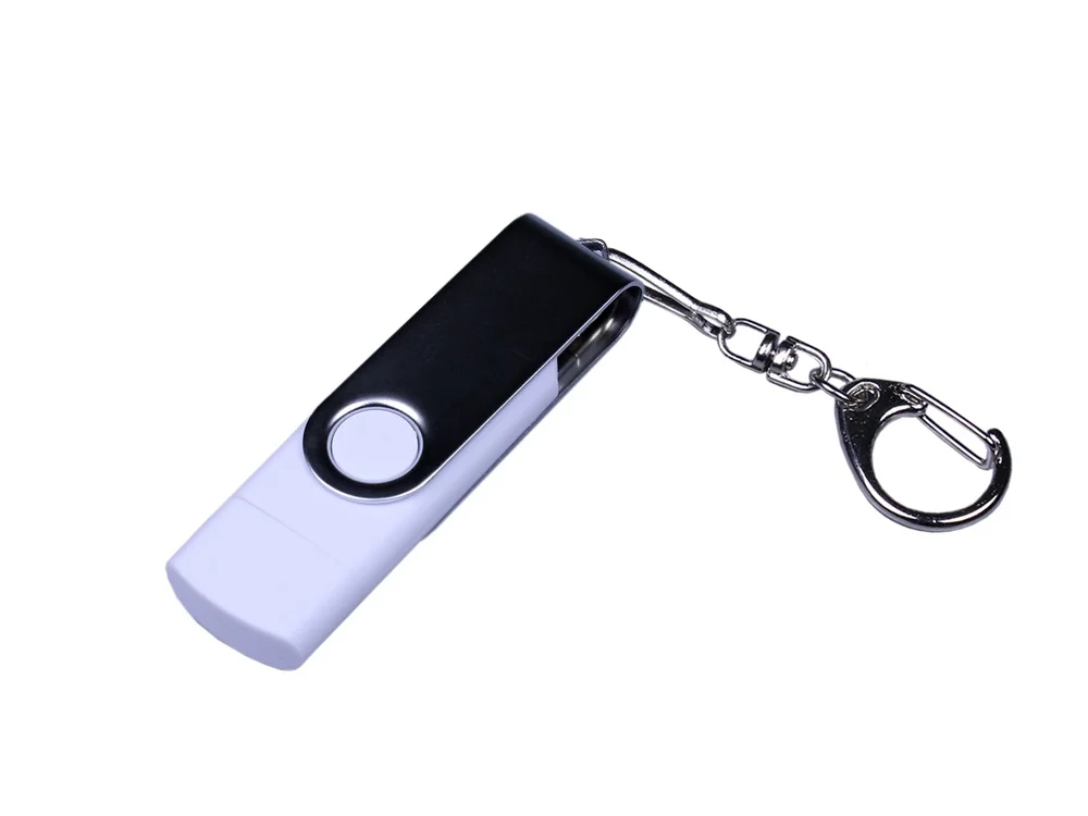 USB 2.0/micro USB/Type-C- флешка на 64 Гб c поворотным механизмом белый 64Gb - фото 1