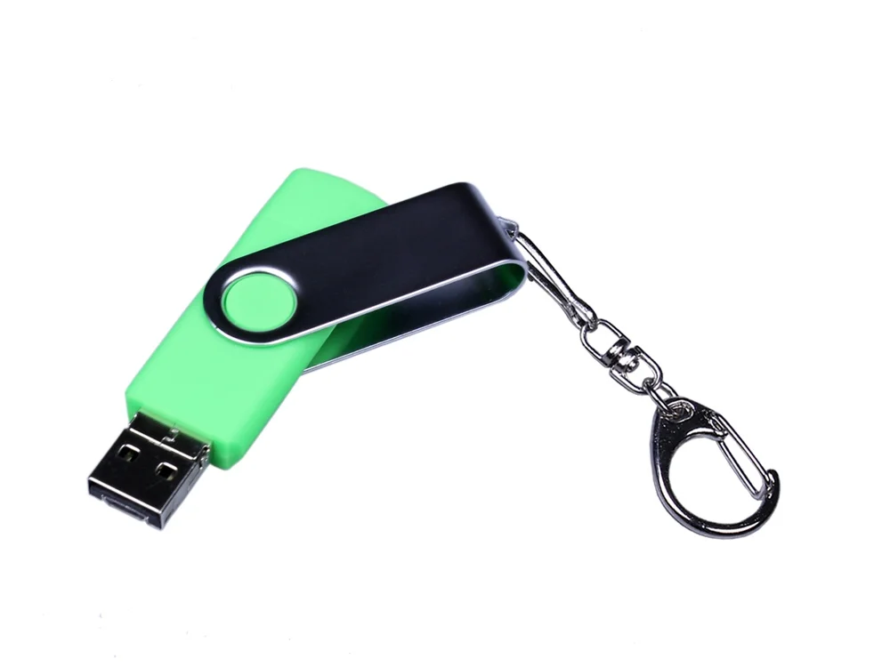 USB 2.0/micro USB/Type-C- флешка на 64 Гб c поворотным механизмом зеленый 64Gb - фото 2