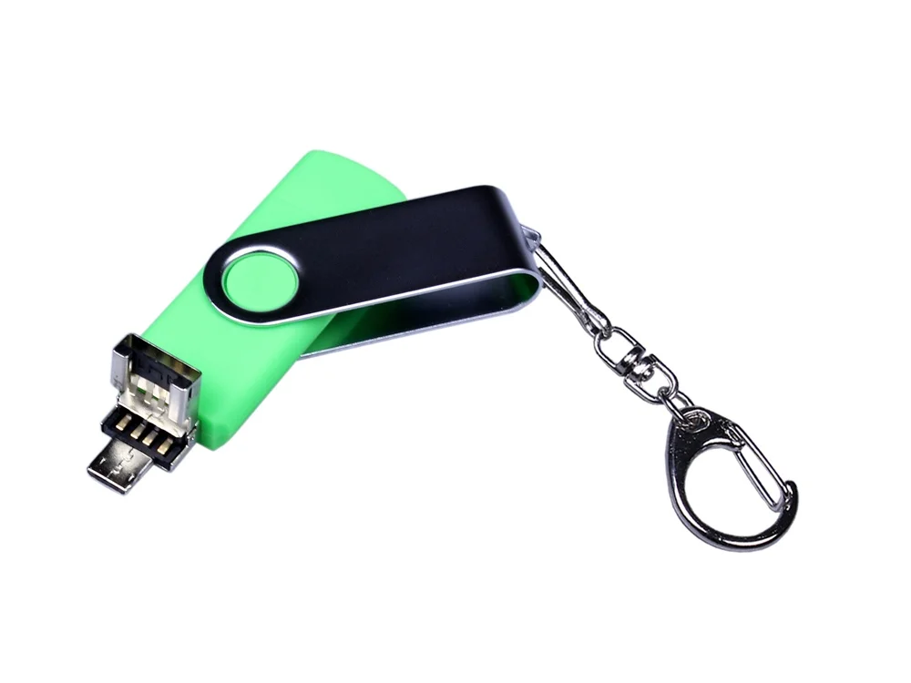 USB 2.0/micro USB/Type-C- флешка на 64 Гб c поворотным механизмом зеленый 64Gb - фото 3