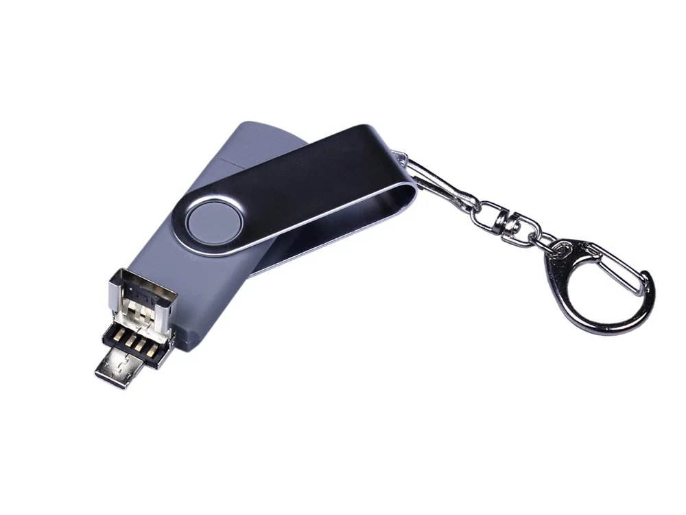USB 2.0/micro USB/Type-C- флешка на 16 Гб c поворотным механизмом серебристый 16Gb - фото 3
