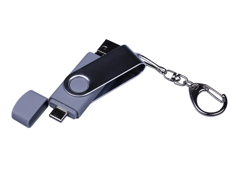 USB 2.0/micro USB/Type-C- флешка на 16 Гб c поворотным механизмом серебристый 16Gb - фото 4