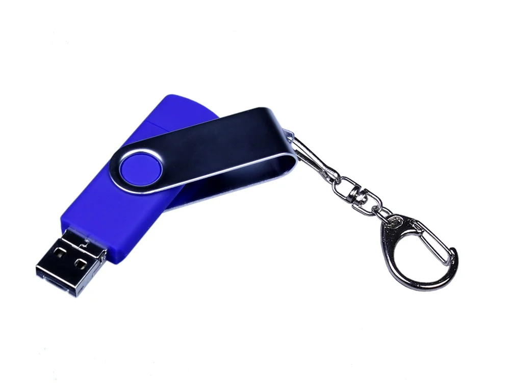 USB 2.0/micro USB/Type-C- флешка на 16 Гб c поворотным механизмом синий 16Gb - фото 2