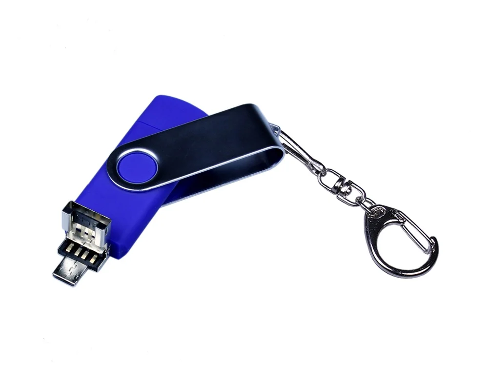 USB 2.0/micro USB/Type-C- флешка на 32 Гб c поворотным механизмом синий 32Gb - фото 3