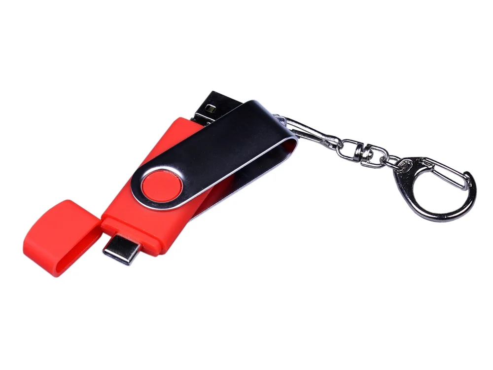 USB 2.0/micro USB/Type-C- флешка на 32 Гб c поворотным механизмом красный 32Gb - фото 4