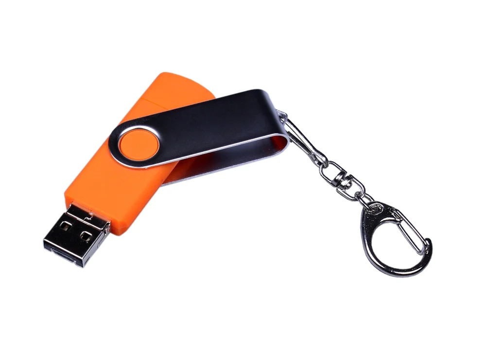 USB 3.0/micro USB/Type-C- флешка на 32 Гб с поворотным механизмом оранжевый 32Gb - фото 2