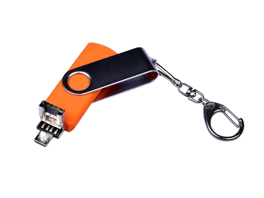 USB 3.0/micro USB/Type-C- флешка на 32 Гб с поворотным механизмом оранжевый 32Gb - фото 3