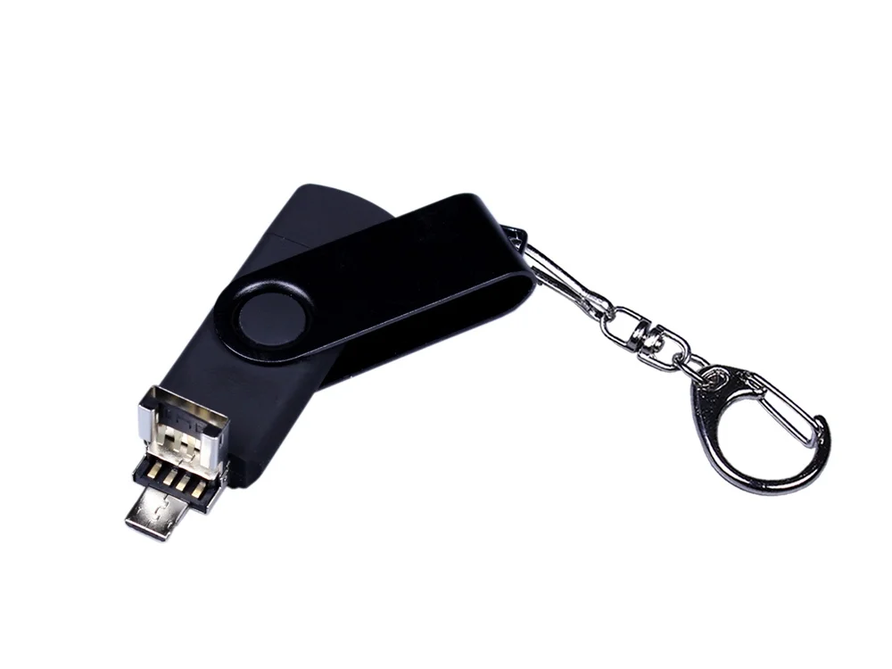 USB 2.0/micro USB/Type-С- флешка на 64 Гб 3-в-1 с поворотным механизмом черный 64Gb - фото 3