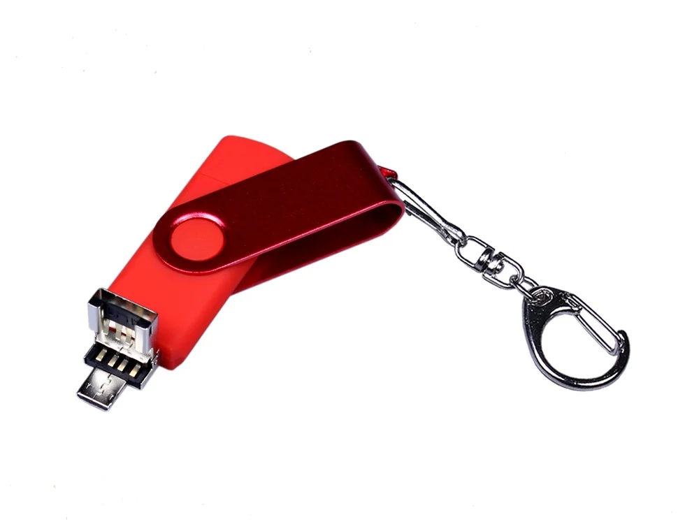 USB 2.0/micro USB/Type-С- флешка на 64 Гб 3-в-1 с поворотным механизмом красный 64Gb - фото 3