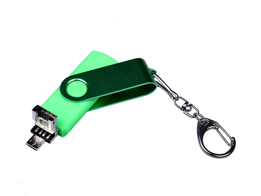 USB 2.0/micro USB/Type-С- флешка на 64 Гб 3-в-1 с поворотным механизмом зеленый 64Gb - фото 3