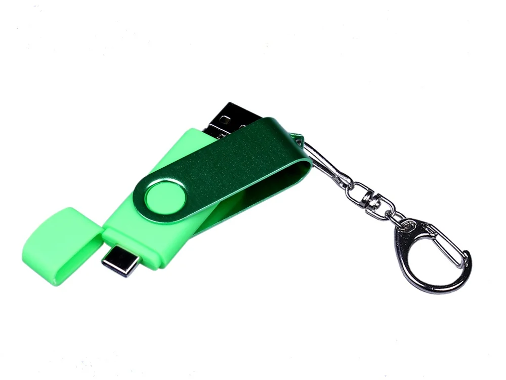 USB 2.0/micro USB/Type-С- флешка на 64 Гб 3-в-1 с поворотным механизмом зеленый 64Gb - фото 4