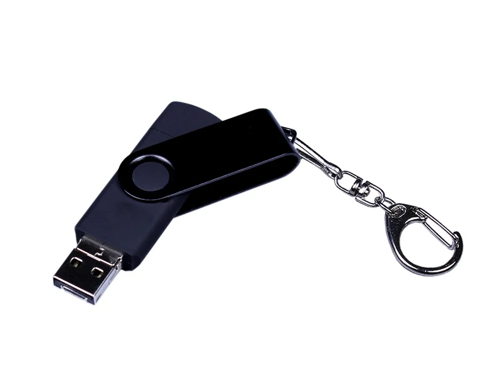 USB 2.0/micro USB/Type-С- флешка на 16 Гб 3-в-1 с поворотным механизмом черный 16Gb - фото 2