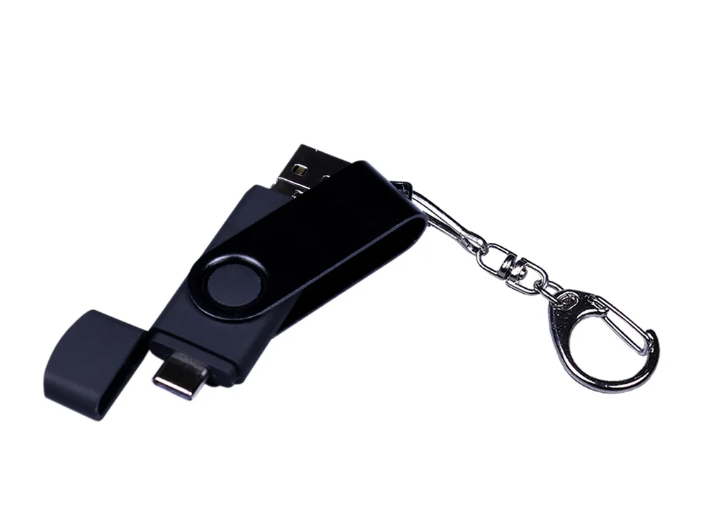 USB 2.0/micro USB/Type-С- флешка на 16 Гб 3-в-1 с поворотным механизмом черный 16Gb - фото 4