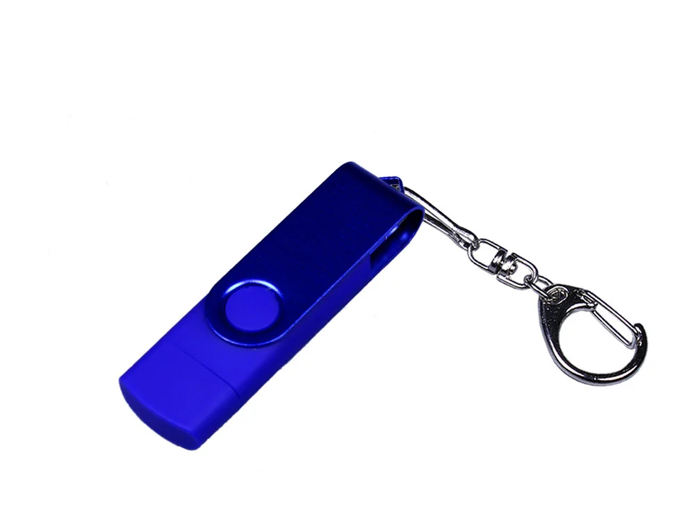 USB 2.0/micro USB/Type-С- флешка 3-в-1 с поворотным механизмом - фото 1