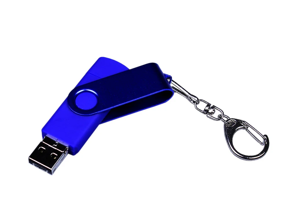 USB 2.0/micro USB/Type-С- флешка на 16 Гб 3-в-1 с поворотным механизмом синий 16Gb - фото 2