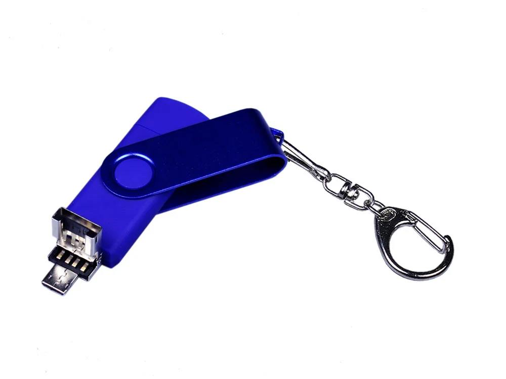 USB 2.0/micro USB/Type-С- флешка на 16 Гб 3-в-1 с поворотным механизмом синий 16Gb - фото 3