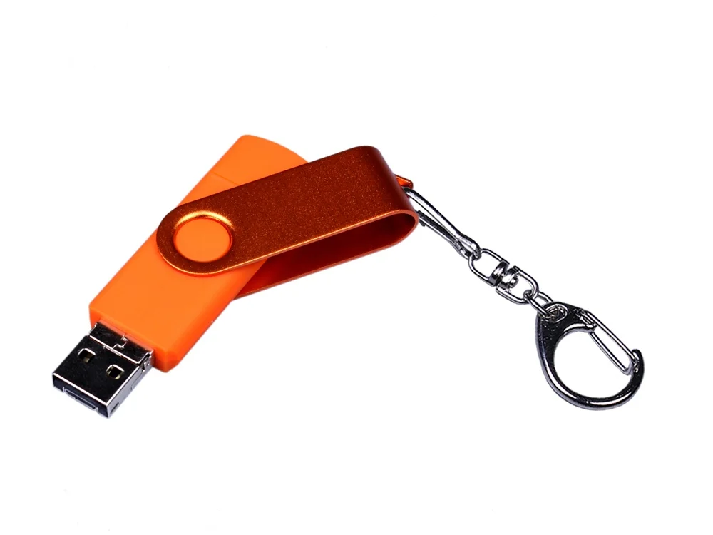 USB 2.0/micro USB/Type-С- флешка на 32 Гб 3-в-1 с поворотным механизмом оранжевый 32Gb - фото 2