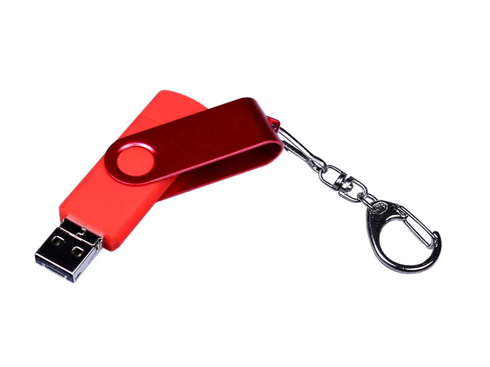 USB 2.0/micro USB/Type-С- флешка на 32 Гб 3-в-1 с поворотным механизмом красный 32Gb - фото 4