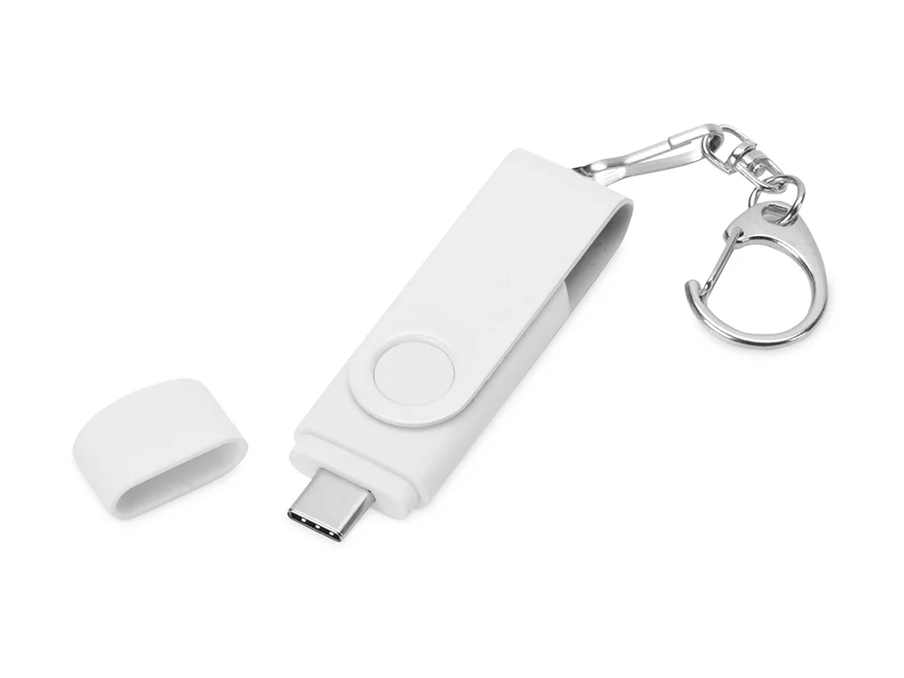 USB 3.0/micro USB/Type-C- флешка на 32 Гб 3-в-1 с поворотным механизмом белый 32Gb - фото 2