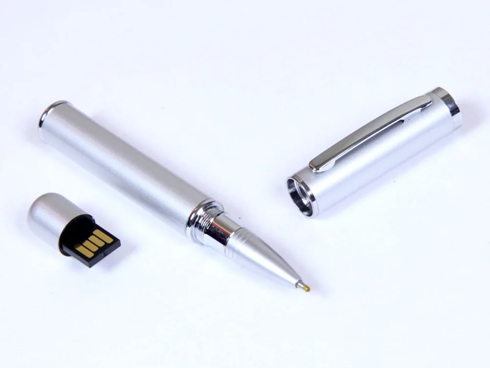 USB 2.0- флешка на 32 Гб в виде ручки с мини чипом серебристый 32Gb - фото 1