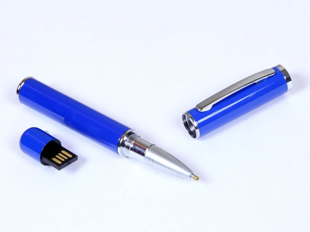 USB 2.0- флешка на 32 Гб в виде ручки с мини чипом синий 32Gb - фото 1