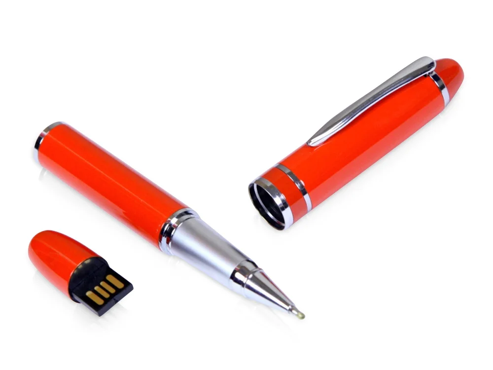 USB 2.0- флешка на 32 Гб в виде ручки с мини чипом оранжевый 32Gb - фото 1